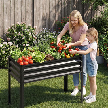 1/2 Piece Electro-Coating Metal Large Raised Garden Bed with Legs for Vegetable Flower Fruit Herb