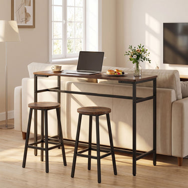 100 cm Long Bar Table with Footrest and Metal Frame