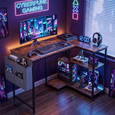 101cm L-Shaped Computer Desk with Integrated Charging Hub