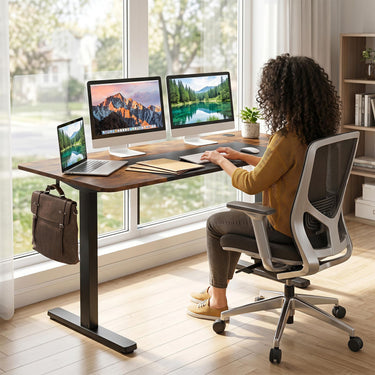 140x60cm Electric Standing Desk with 3 Memory Heights and LED Panel for Office
