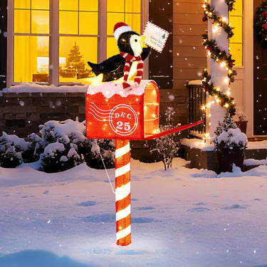 146cm Christmas Lighted Penguin on Mailbox with 100 LED Warm White Lights for Decoration