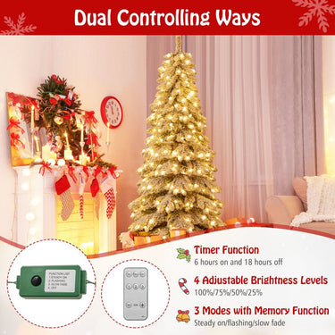 180 CM Pre-Lit Artificial Hinged Xmas Tree with 300 Warm White LED Lights