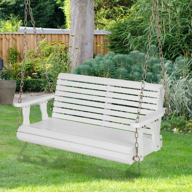 2-Seater Wooden Porch Swing with Hanging Chains and Solid Wood