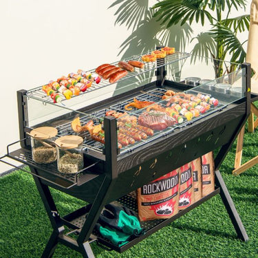 Barbecue Charcoal Grills with Wind Guard and Seasoning Racks