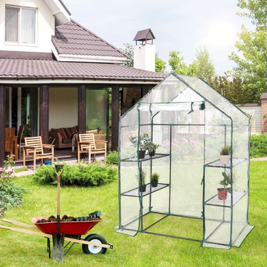 Greenhouse Outdoor Large Walk-in Plant Green House with 3 Tier Shelves