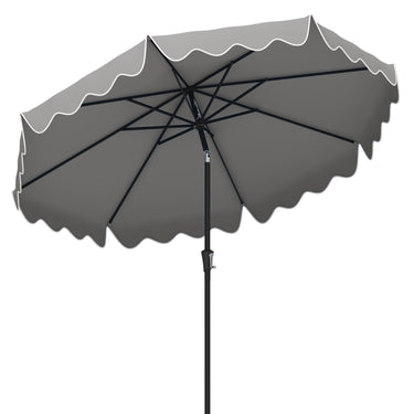 2.7M Patio Umbrella with Push Button Tilt Crank and 8 Metal Ribs