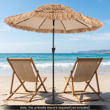 2.7m Solar Thatched Tiki Umbrella with 96 LED Lights and 12 Modes