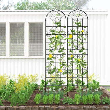 4 Panles Metal Garden Trellis for Outdoor Climbing Plants Rose Vegetable Flower