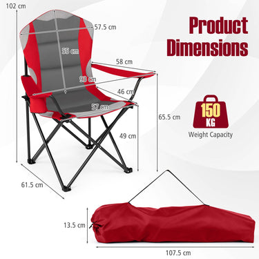 2 Pieces Folding Camping Chairs for Adults with Cup Holders