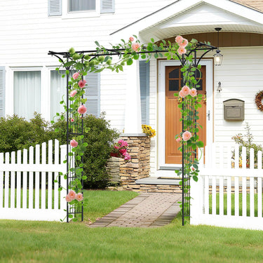 207 cm Flat Top Garden Arch with Trellises for Climbing Plants Outdoor Decor