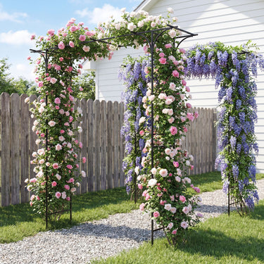 Garden Arbor, 215cm Arch Trellis w/Extended Roof