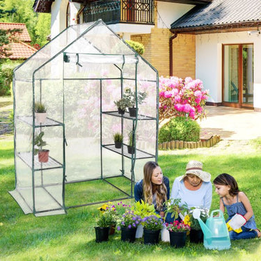 Greenhouse Outdoor Large Walk-in Plant Green House with 3 Tier Shelves