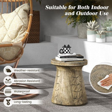 43 cm Small Mushroom shaped Outdoor Side Table with Wood Grain