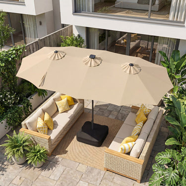 3.9m Double Sided LED Patio Umbrella with 108 Lights and Base