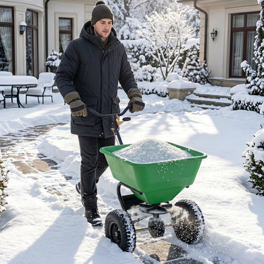 30kg Walk-Behind Broadcast Spreader with 32.5cm All-Terrain Pneumatic Tires