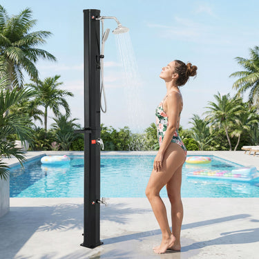 35 L Solar Heated Outdoor Shower 2-Section Shower with 360° Swivel and Handheld Shower Head