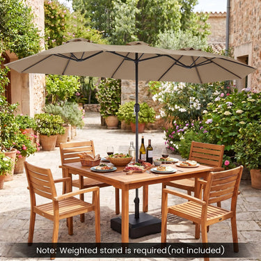 375cm Double-Sided Patio Umbrella with Crank Handle and amp for Garden Deck Poolside