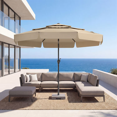 3M Patio Umbrella with 3-Tier Vented Top and 8 Ribs for Outdoor Yard