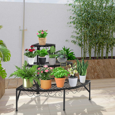 3 Layer Metal Planter Stand, Freestanding Flower Display Stand