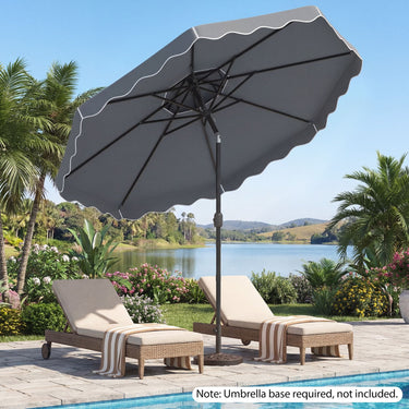 3m Patio Umbrella with Push Button Tilt and Crank with 8 Metal Ribs