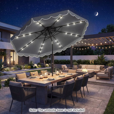 3m Solar LED Patio Umbrella with 24 Lights and 2 Tier Vented Canopy