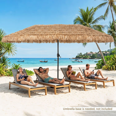 4.5x2.8M Double Sided Thatched Tiki Umbrella with Crank and 12 Ribs