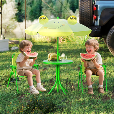 4 Pieces Kids Picnic Set Outdoor Activity Table with 2 Folding Chairs