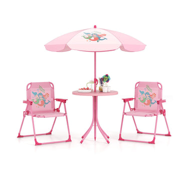 4 Pieces Kids Picnic Set Toddler Outdoor Activity Table with 2 Folding Chairs
