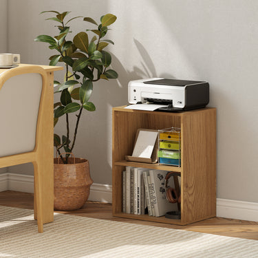 2-Cube Bookcase, Floor Standing Open Bookshelf w/ 5-Position Adjustable Shelf, Modern Display Shelf, Cubby Storage Organizer