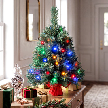60cm Pre-Lit Artificial Mini Tabletop Christmas Tree, Battery Operated