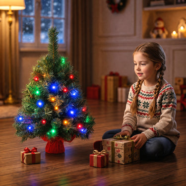 60cm Pre-Lit Artificial Mini Tabletop Christmas Tree, Battery Operated