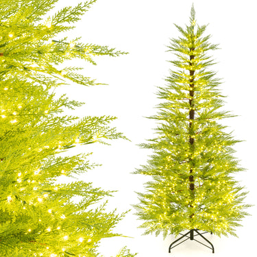180cm Pre-Lit PE Artificial Christmas Tree w/ 890 Warm White Lights