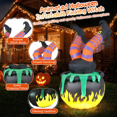 185cm Animated Halloween Inflatable Kicking Witch with LED Light
