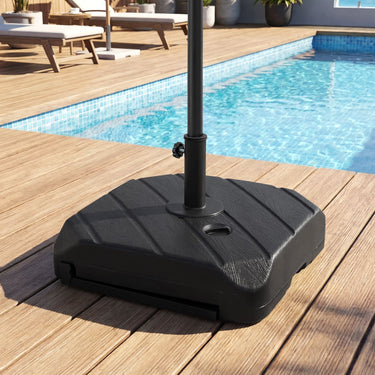 Fillable Patio Umbrella Base with Wheels and Telescopic Pull Rod for Patio and Pool