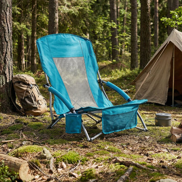 Folding Beach Chair Portable Lightweight Low Seat Chair with Padded Armrests
