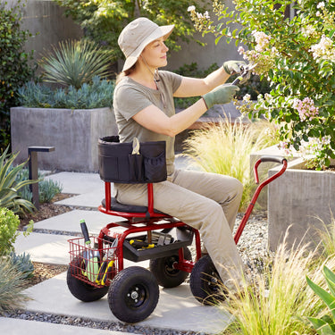 Rolling Garden Work Seat w/Wheels, Outdoor Heavy-Duty Gardening Cart