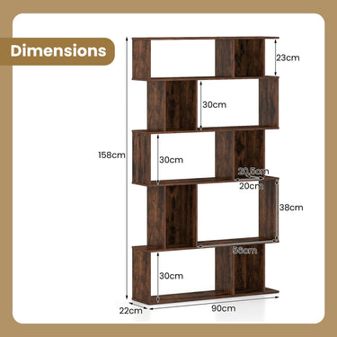 5-Tier Geometric Display Rack with Open Shelves and Closed Cubes for home