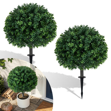 70 cm Artificial Boxwood Topiary Ball Tree Set with Ground Spike