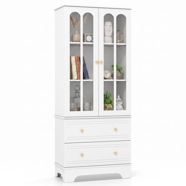 180 CM Tall Pantry Cabinet, 3-Tier Display Storage Cabinet Wooden