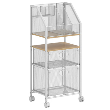 Rolling File Utility Cart with 2 Drawers and Lockable Wheels for Home Office