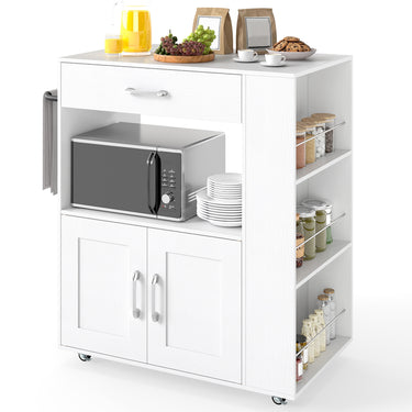 Rolling Kitchen Serving Trolley with 3 Spice Racks for Kitchen
