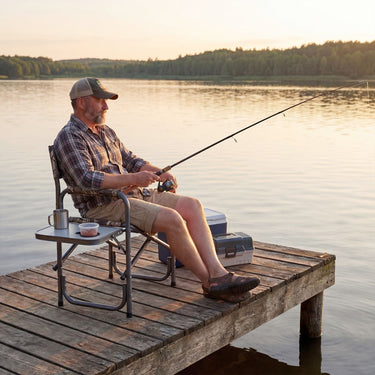 Lightweight Folding Camping Chair with Side Table and Cup Holder