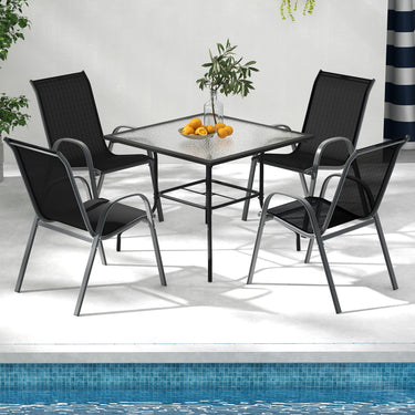 Set of 4 Outdoor Patio Chairs with Weather Resistant Fabric