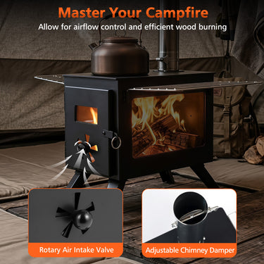 Portable Camping Stove with Spark Arrestor for Winter Heating Cooking