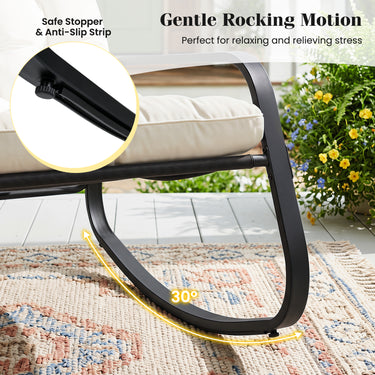 Large Outdoor Lounge Chair Rocking with Thick Cushion for Garden