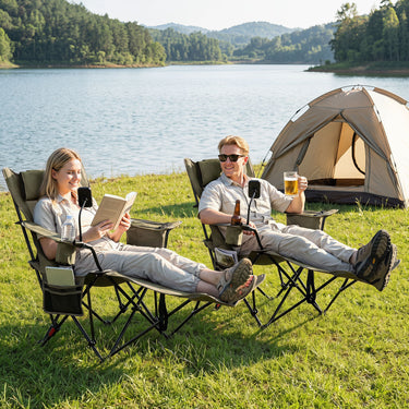2-in-1 Camping Chair with Detachable Footrest and 3-Level Backrest