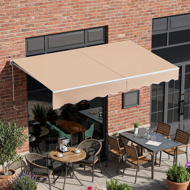 2.5 x 2/2.95M Patio Folding Arm Awning, Retractable Sunshade Shelter w/Manual Crank Handle