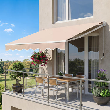 2.5 x 2/2.95M Patio Folding Arm Awning, Retractable Sunshade Shelter w/Manual Crank Handle