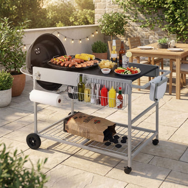 Outdoor Grill Table with Wire Rack for 46/56cm Kettle Charcoal Grill