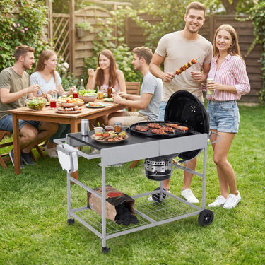 Outdoor Grill Table with Wire Rack for 46/56cm Kettle Charcoal Grill